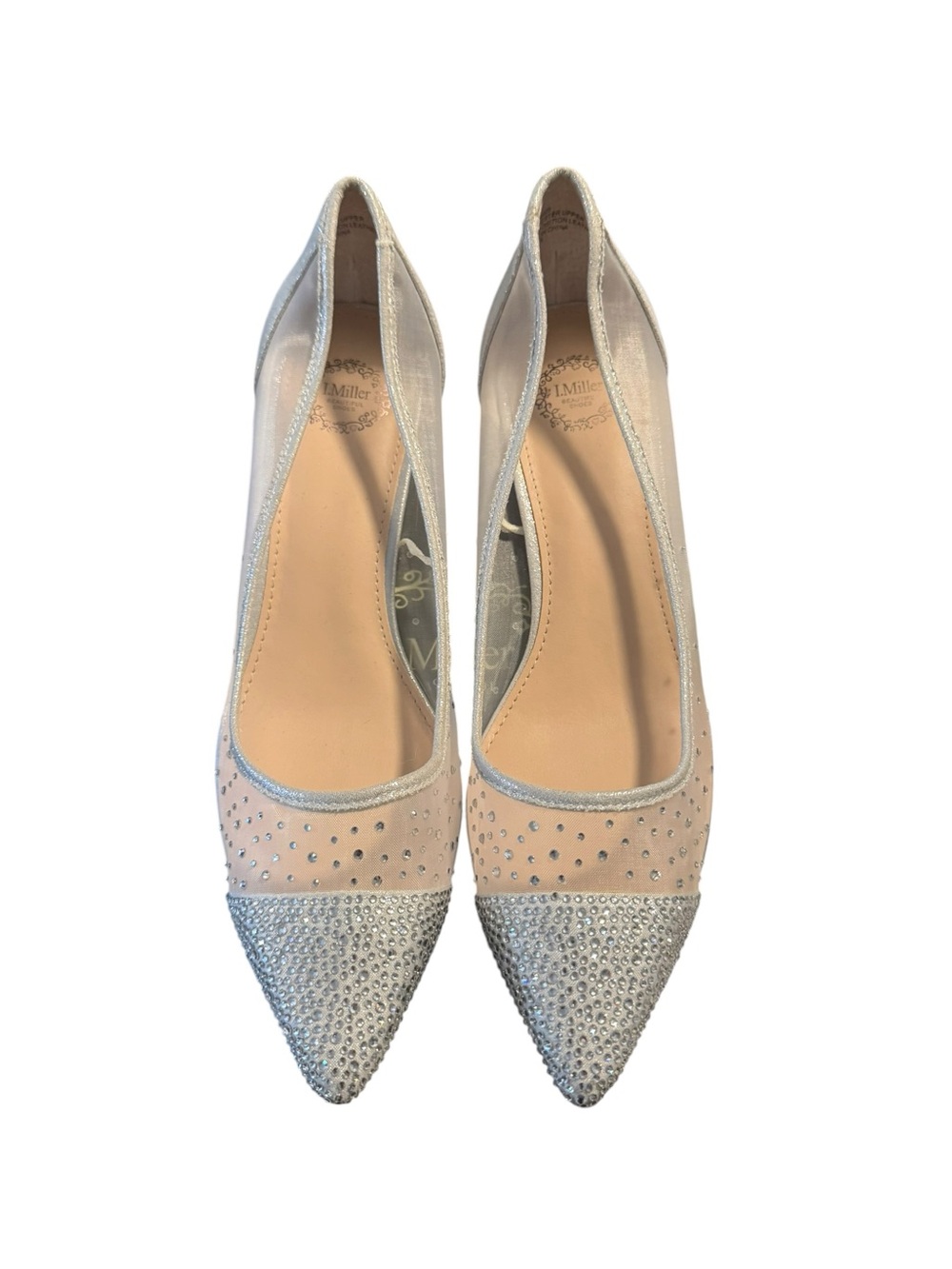 I Miller  Silver Rhinestone Pointed Toe Flats